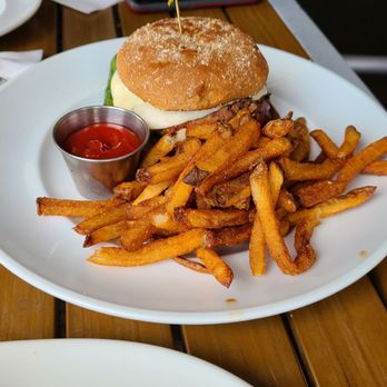 Marlow's Tavern - Burger with fries - New American Near Me - Woodstock, Georgia
