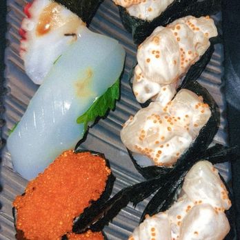 Sushi Ki-ichi - octopus, squid, tobiko, creamy scallop nigiri - Sushi Bars Near Me - Tigard, Oregon Sushi Ki-ichi - octopus, squid, tobiko, creamy scallop nigiri - Sushi Bars Near Me - Tigard, Oregon