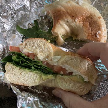 Beach Bagels & Subs - Egg White, spinach and avocado on Asiago bagel - Breakfast & Brunch Near Me - Wilmington, North Carolina