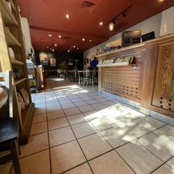 Leaf & Bean - The seating area inside beyond the pick up counter