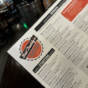Bad Daddy's Burger Bar - Menu. - Bars Near Me - Montgomery, Alabama