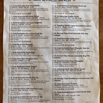 Great Revivalist Brewery - Menu - Breweries Near Me - Clinton, Iowa