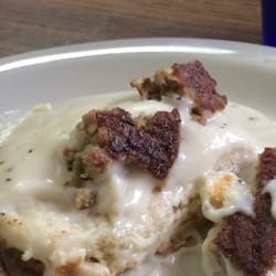 What is left of my biscuits and gravy with sausage.