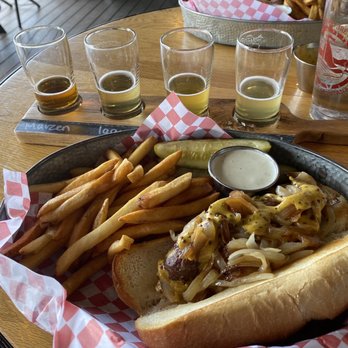 Flathead Lake Brewing Co. Pubhouse - Elk brat & fries - American Near Me - Bigfork, Montana Flathead Lake Brewing Co. Pubhouse - Elk brat & fries - American Near Me - Bigfork, Montana