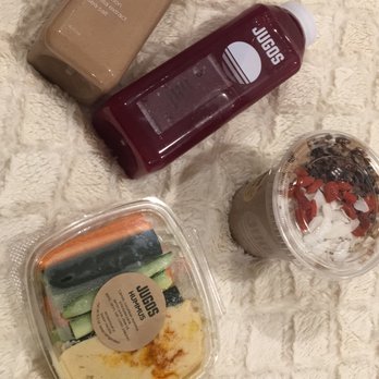 JUGOS - A few of my favs: Chia pudding, Veggies with hummus, & juices. - Juice Bars & Smoothies Near Me - Boston, Massachusetts