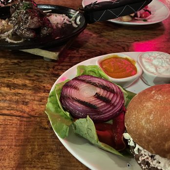 Lola - lamb kebab, grilled onions, lamb burger, two sauces. - Greek Near Me - Seattle, Washington