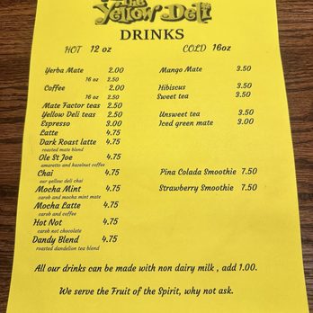 Yellow Deli - Menu - Coffee & Tea Near Me - Mobile, Alabama