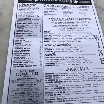 Culinary Dropout - Menu - New American Near Me - Austin, Texas