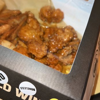 Buffalo Wild Wings - New Honey Garlic flavor boneless wings with Potato Wedges - Chicken Wings Near Me - Chanhassen, Minnesota
