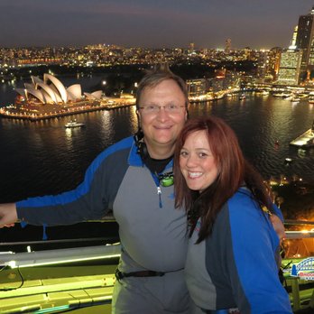 Your Gallivanting Guru - The Guru and his better half on the Twilight Sydney Harbor Bridge Climb May 2018!!!  Beautiful and so much fun!!!! - Travel Agents Near Me