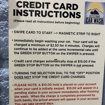 Keystone Carwash - Credit card instructions - Car Wash Near Me - Reno, Nevada