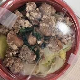 Kid popcorn chicken rice bowl. Generous portion and sweetness of the chicken just makes it all Better.