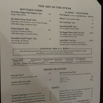 Hyde Park Prime Steakhouse - Menu - Steakhouses Near Me - Indianapolis, Indiana