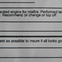 Says I need oil change or top off even tho they charged me for oil and I got oil change at Jiffy lube last month