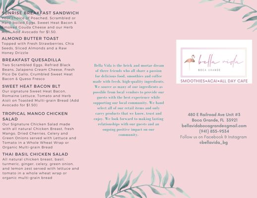 Menu photo 2 Bella Vida Boca Grande, FL Menu photo 2 Bella Vida Boca Grande, FL