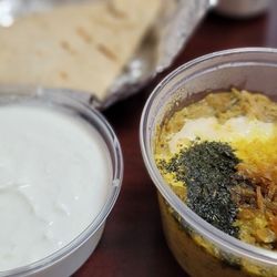 Chop Kabob - Left: Yogurt & Shallot  Right: Eggplant Dip