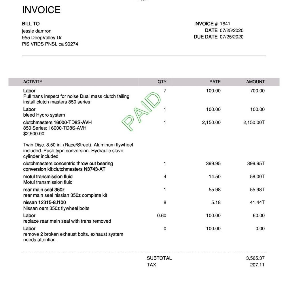 Deep's Garage - Nothing on this invoice was done correctly - Auto Repair Near Me - Poway, California Deep's Garage - Nothing on this invoice was done correctly - Auto Repair Near Me - Poway, California