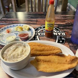 Fried catfish and mashed potatoes