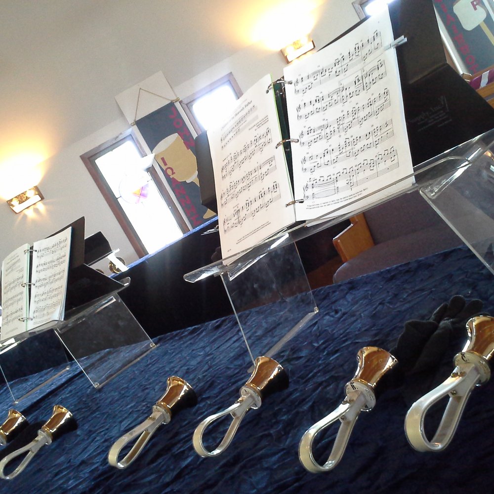 Hope Presbyterian Church - Handbells set up for presentation during the worship service - Churches Near Me - Austin, Texas