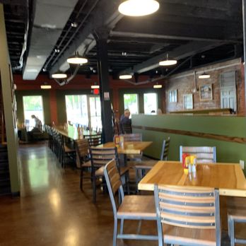 Damsel Brew Pub - Main dining area. Patio in back - Burgers Near Me - Evansville, Indiana