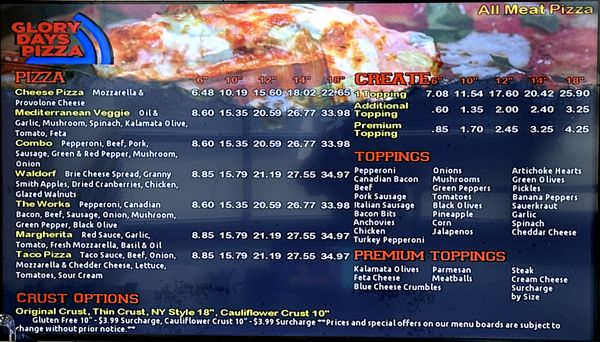 Menu photo 3 Glory Days Pizza Overland Park, KS Menu photo 3 Glory Days Pizza Overland Park, KS