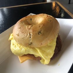Barry Bagels - Jalapeño cheddar eggel breakfast sammie with