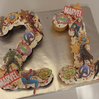 Caked Up Cafe - Super Hero Cupcake cake! - Bakeries Near Me - New City, New York Caked Up Cafe - Super Hero Cupcake cake! - Bakeries Near Me - New City, New York