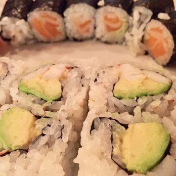 Takara Sushi Station - Salmon roll and shrimp and avocado roll. - Sushi Bars Near Me - Madison, Wisconsin Takara Sushi Station - Salmon roll and shrimp and avocado roll. - Sushi Bars Near Me - Madison, Wisconsin