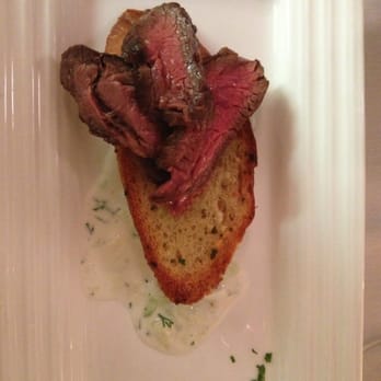 Atlas Eats Kitchen & Bake Shop - Tour of Greece - 4th course: hanger steak souvlaki on a grilled garlic crostini with tzatziki - Breakfast & Brunch Near Me - Irondequoit, New York Atlas Eats Kitchen & Bake Shop - Tour of Greece - 4th course: hanger steak souvlaki on a grilled garlic crostini with tzatziki - Breakfast & Brunch Near Me - Irondequoit, New York