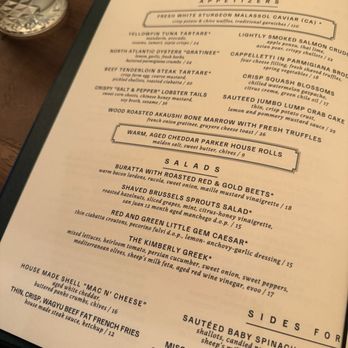 The Kimberly - Menu - New American Near Me - Austin, Texas