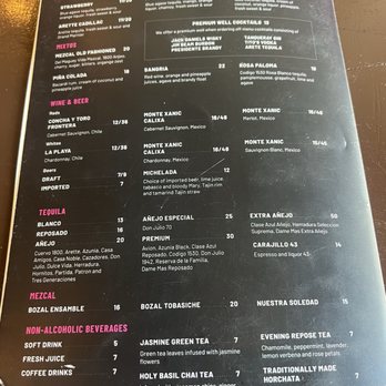 Taco Rosa - Beverage menu - Mexican Near Me - Irvine, California