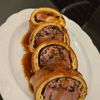The Attic - Short Rib Wellington. (Every bite was a delightful, mouth watering experience. Messed by not dipping instead of pouring the sauce) - Breakfast & Brunch Near Me - Long Beach, California The Attic - Short Rib Wellington. (Every bite was a delightful, mouth watering experience. Messed by not dipping instead of pouring the sauce) - Breakfast & Brunch Near Me - Long Beach, California