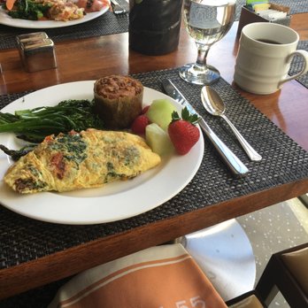 Circa 55 - Omelet and gluten-free muffin from breakfast buffet. - Bars Near Me - Beverly Hills, California