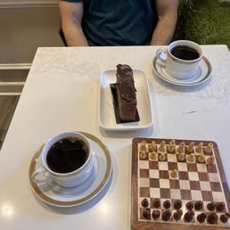 Black coffee and cake