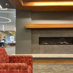 Dayton Metro Library - Southeast - Warming fire and chairs to enjoy