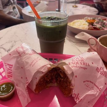 Pink & Boujee - Chorizo burrito & strawberry matcha - Mexican Near Me - Los Angeles, California