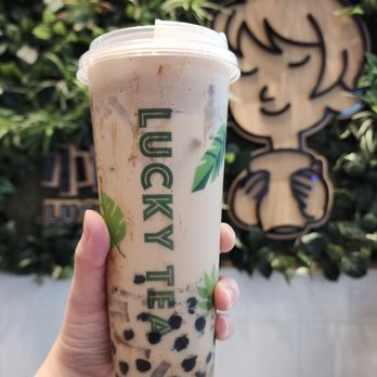 Lucky Tea - Earl grey milk tea with boba and lychee jelly topped with tirimisu cream - Coffee & Tea Near Me - Santa Clara, California Lucky Tea - Earl grey milk tea with boba and lychee jelly topped with tirimisu cream - Coffee & Tea Near Me - Santa Clara, California