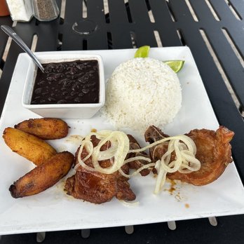 Don Cafe Restaurant - Chuletas, white rice, black beans, and sweet plantains. - Spanish Near Me - West Palm Beach, Florida Don Cafe Restaurant - Chuletas, white rice, black beans, and sweet plantains. - Spanish Near Me - West Palm Beach, Florida