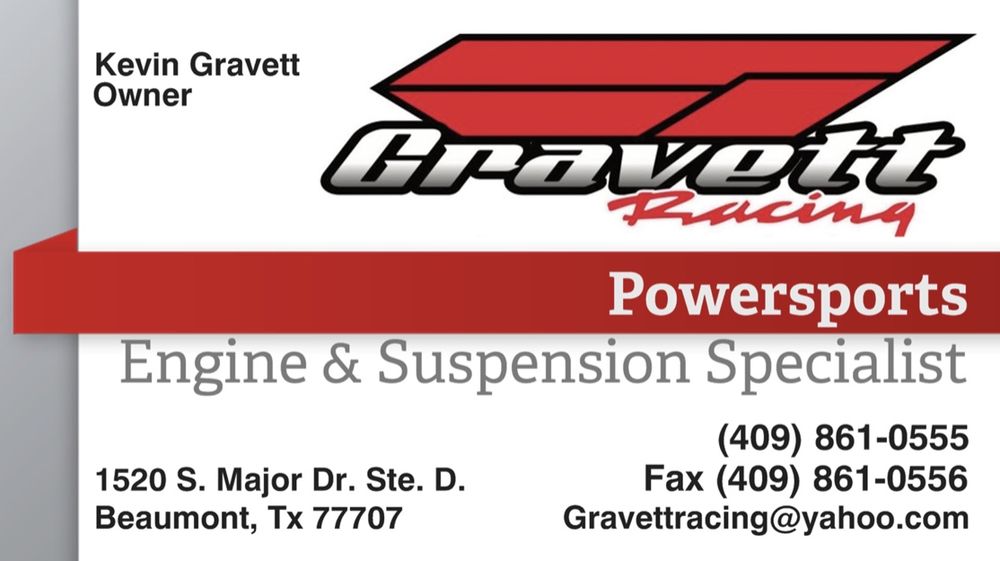 GRAVETT RACING Updated June 2024 1520 S Major Dr, Beaumont, Texas