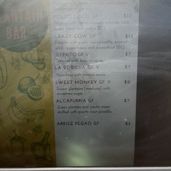 Plantain Bar - menu for the day - Food Trucks Near Me - Austin, Texas Plantain Bar - menu for the day - Food Trucks Near Me - Austin, Texas