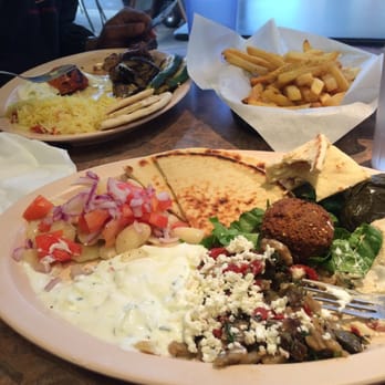 Petra Cafe - Greek platter and lamb dinner with side order of fries - Greek Near Me - Orinda, California Petra Cafe - Greek platter and lamb dinner with side order of fries - Greek Near Me - Orinda, California