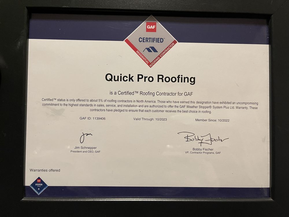 Slide of Quick Pro Roofing