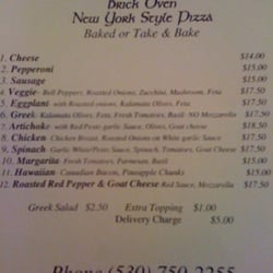 Village Bakery - Pizza menu
