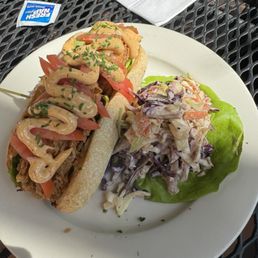 Oyster po boy with cole slaw