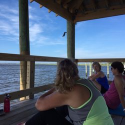 Southport Yoga Dock - Waiting for everyone to get settled in.