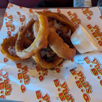 Phil's BBQ - Onion rings a little too oily. - Barbeque Near Me - San Diego, California Phil's BBQ - Onion rings a little too oily. - Barbeque Near Me - San Diego, California