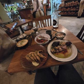 Bacoa Finca + Fogon - Grilled Prawns, watermelon salad, coconut rice  and smoked pork - Puerto Rican Near Me - Juncos, Puerto Rico
