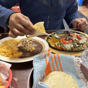 Las Pinatas - La Alambre (steak)  rice and beans - Mexican Near Me - Rahway, New Jersey