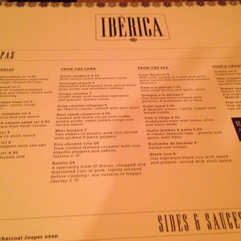 Ibérica - Menu - Spanish Near Me - Glasgow, GLG