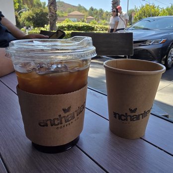 Enchanted Coffee Bar - Iced Americano and Hot Flat White with Almond. - Coffee & Tea Near Me - La Mirada, California Enchanted Coffee Bar - Iced Americano and Hot Flat White with Almond. - Coffee & Tea Near Me - La Mirada, California
